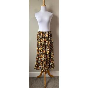 Nikki Multicolored Pull On A-Line Floral Midi Skirt- Size Medium